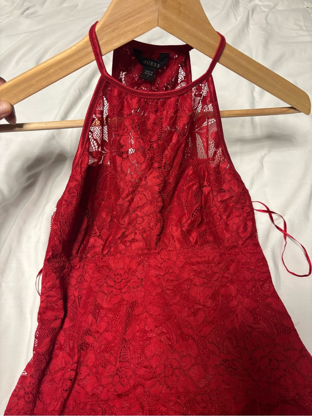 GUESS Red Lace Halter Neck Women’s Top